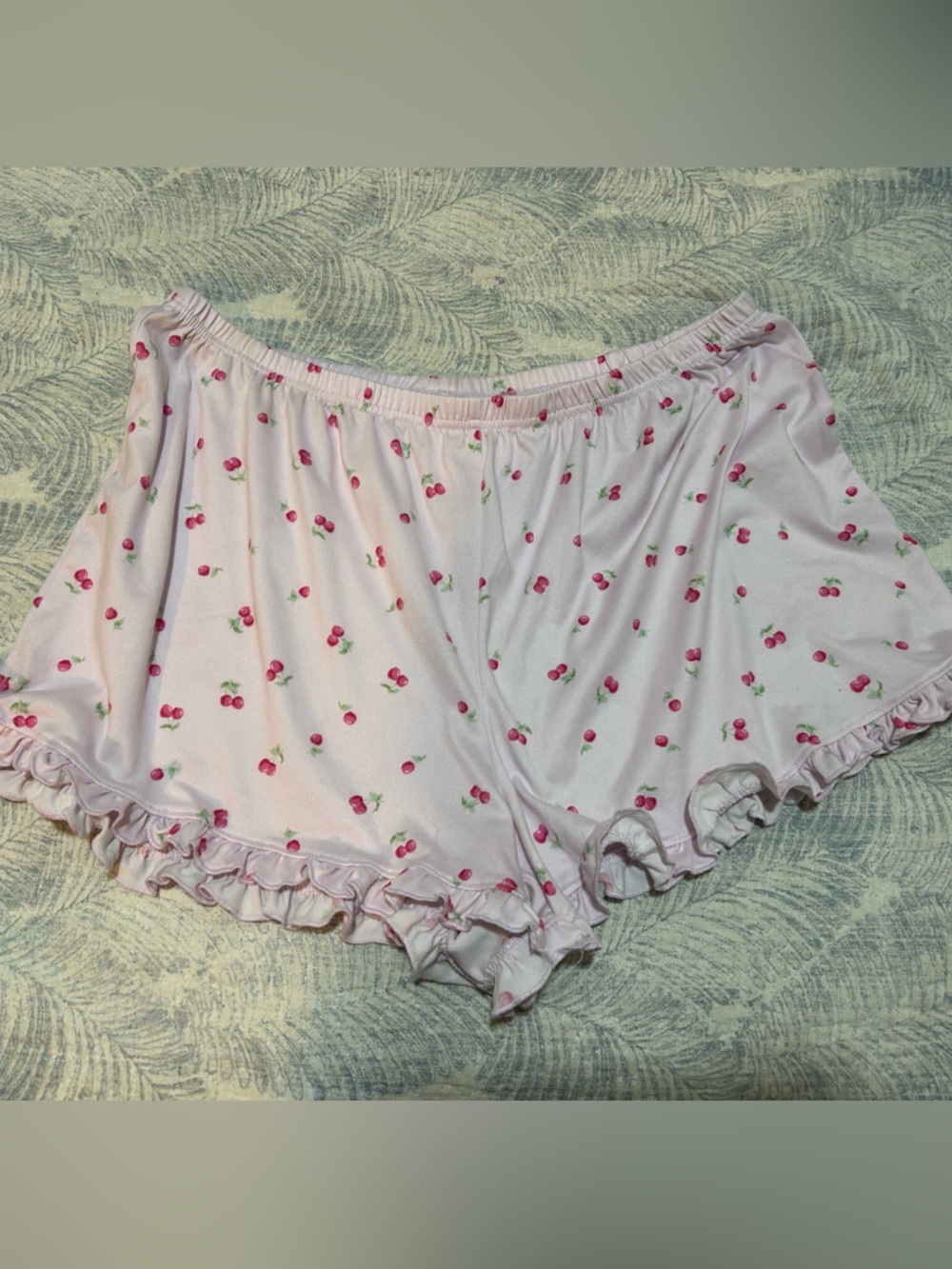 Laura Ashley Pink Cherry Print Ruffle Sleep Shorts